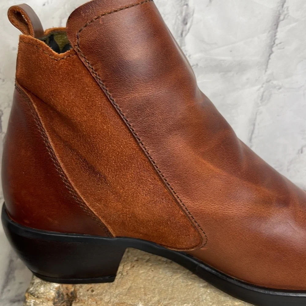 Fly London Meli Ankle Boots Brown Leather and Suede Upper with Ring Zipper Pull